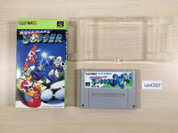 ue4397 Rockman's Soccer MegaMan Rockman BOXED SNES Super Famicom Japan