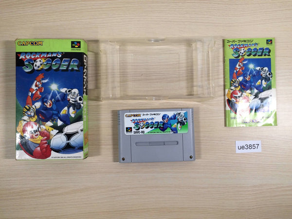 ue3857 Rockman's Soccer MegaMan Rockman BOXED SNES Super Famicom Japan